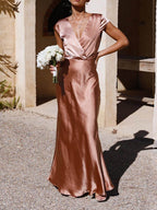 Women's Fitted Mermaid Maxi Dress – Deep V-Neck Formal Evening Dress