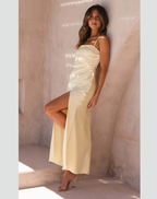 Women's Side Slit Maxi Dress – Strappy Fitted Formal Evening Gown