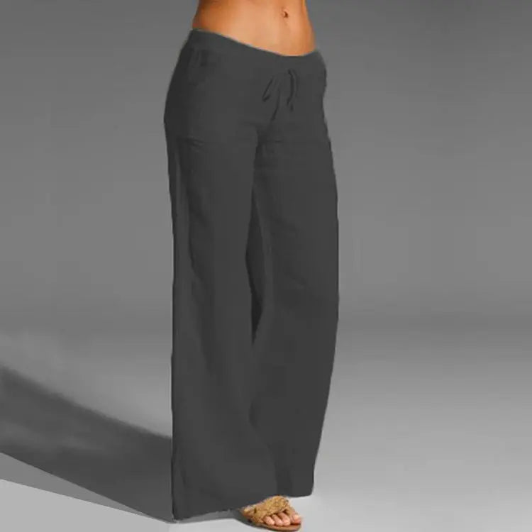 Women's Drawstring Wide Leg Trousers – Lightweight Relaxed Summer Pants