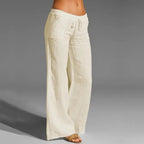Women's Drawstring Wide Leg Trousers – Lightweight Relaxed Summer Pants
