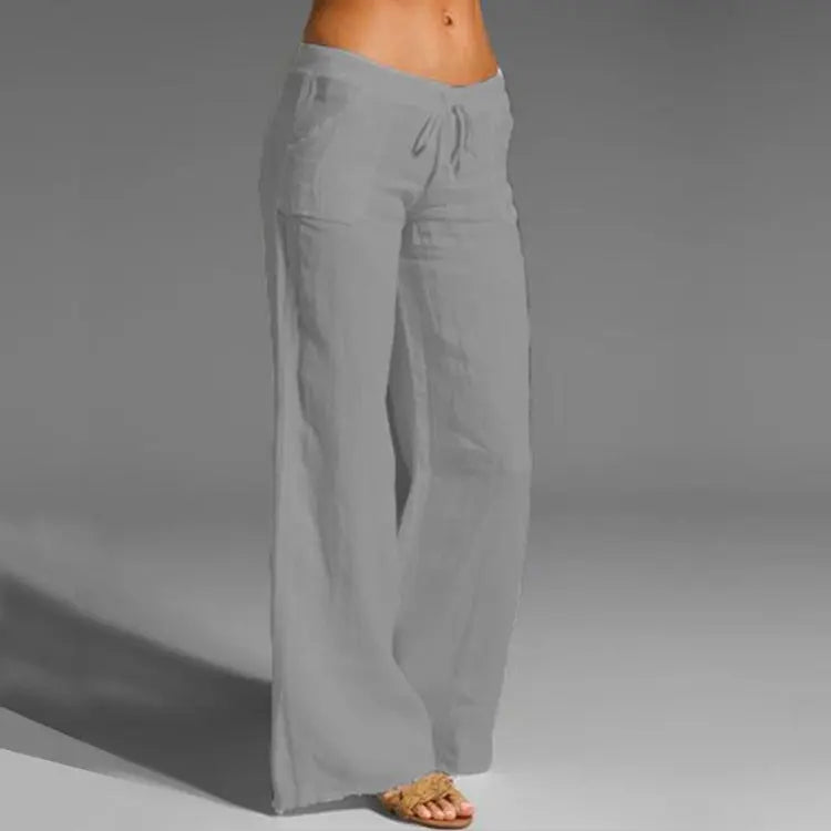 Women's Drawstring Wide Leg Trousers – Lightweight Relaxed Summer Pants