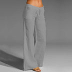 Women's Drawstring Wide Leg Trousers – Lightweight Relaxed Summer Pants