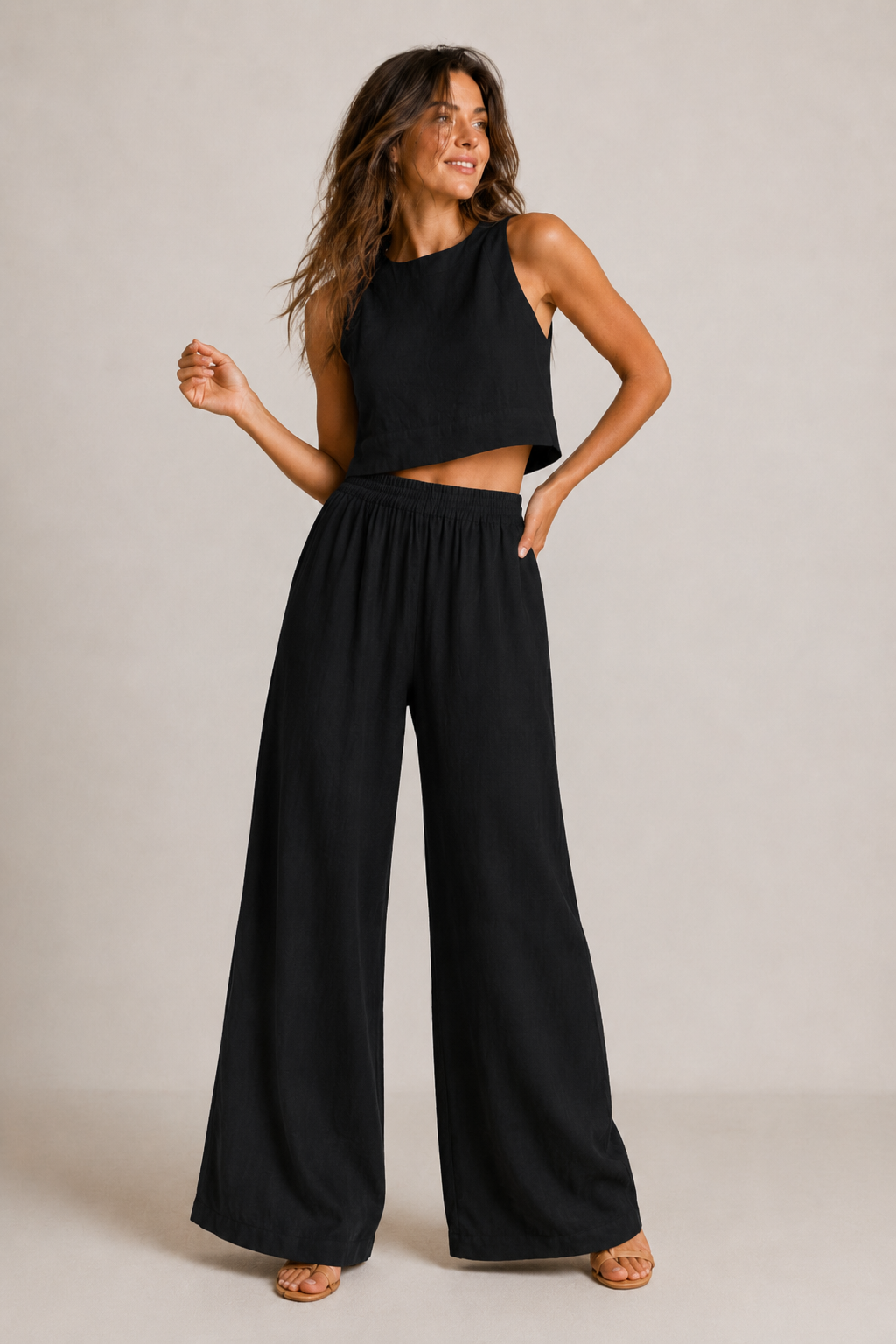 Women's Two-Piece Lounge Set – Wide Leg Summer Set