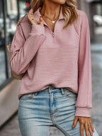 Women's Half-Zip Sweater – V-Neck Zip Collar Knit Pullover