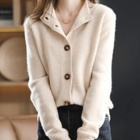 Women's Plush Button Cardigan – Fluffy Long Sleeve Knit Cardigan