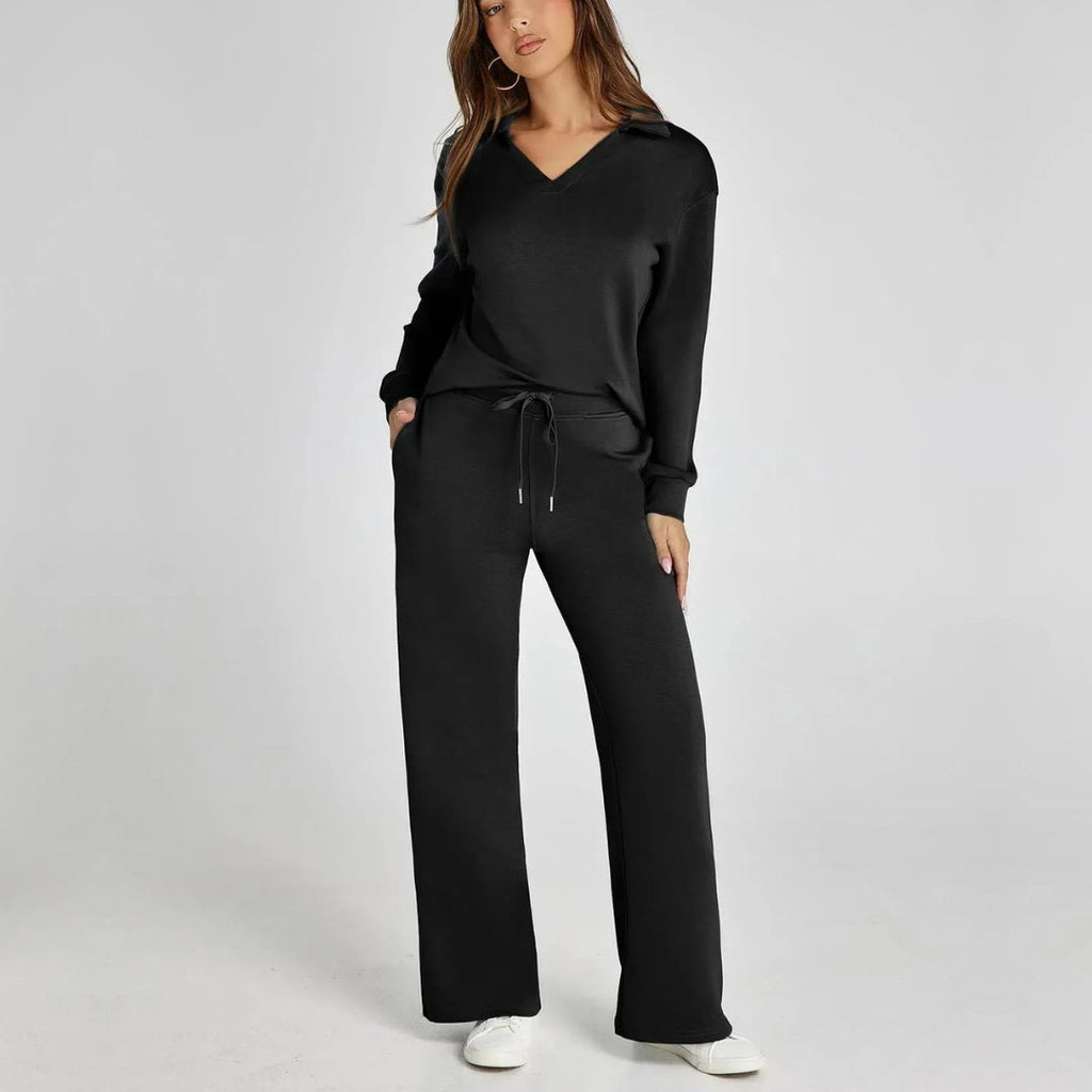 Women's Wide Leg Lounge Set – Relaxed Two-Piece Set
