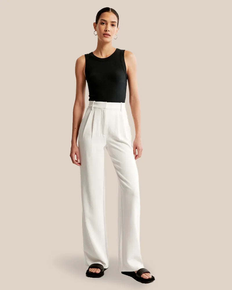 Women's High Waist Wide Leg Pants – Tailored Flowy Dress Trousers