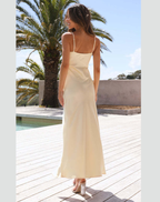 Women's Side Slit Maxi Dress – Strappy Fitted Formal Evening Gown