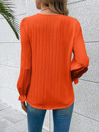 Women's Lace Panel Blouse – Crew Neck Long Sleeve Dressy Blouse