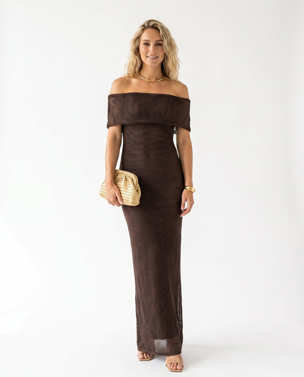 Women's Draped Maxi Dress – Shimmer Flowy Evening Dress