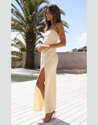 Women's Side Slit Maxi Dress – Strappy Fitted Formal Evening Gown