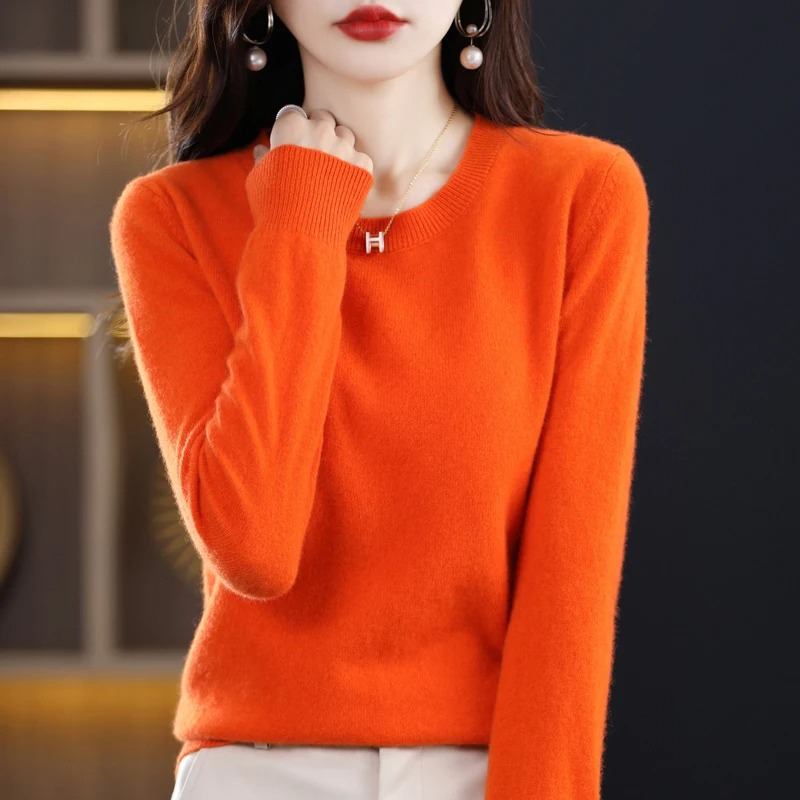 Women's Classic Crew Neck Knit Sweater – Soft Long Sleeve Pullover