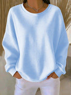 Women's Textured Pullover Sweater – Relaxed Everyday Knit Sweater