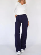 Women's High Waist Dress Trousers – Tailored Wide Leg Fitted Waist Pants