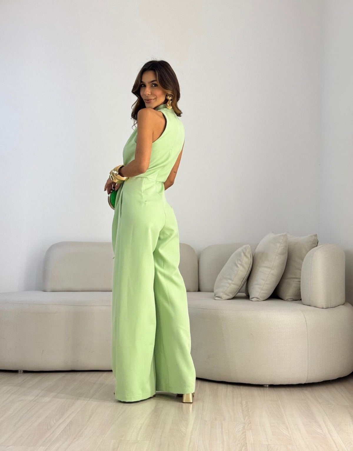 Women's Halter Neck Formal Jumpsuit – Flowy Evening Occasion Jumpsuit