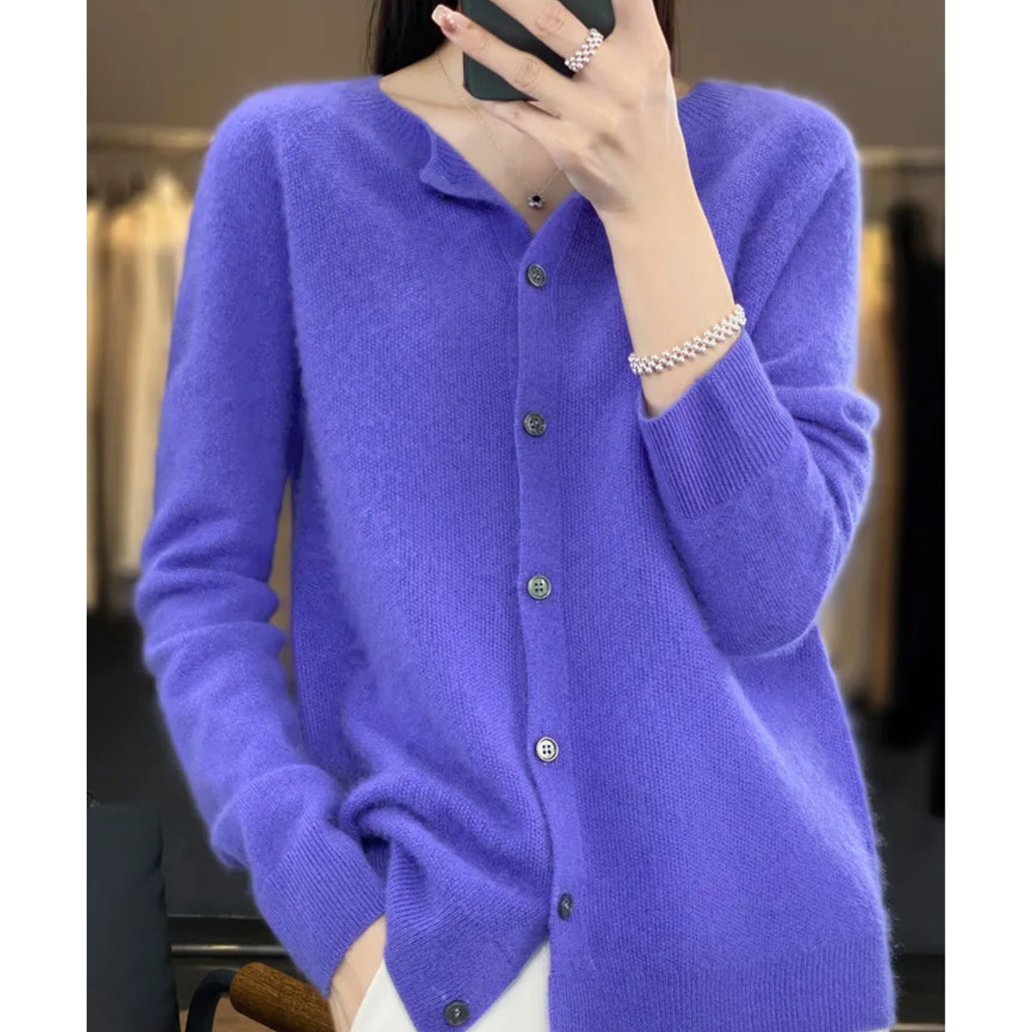Women's Classic Button Knit Cardigan – Long Sleeve Crew Neck Cardigan