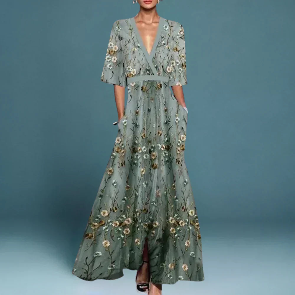 Women's Floral Maxi Dress – Elegant Wedding Guest Dress – Harper – Dulce  Hanna