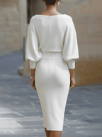 Women's Boat Neck Bodycon Dress – Batwing Sleeve Dress