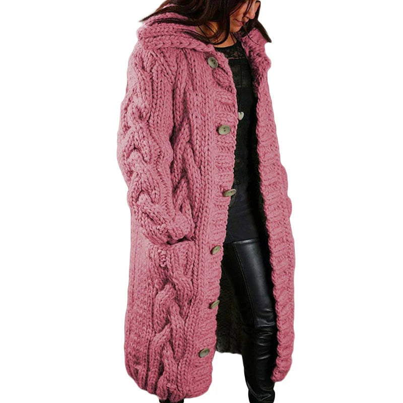 Women's Chunky Winter Cardigan – Relaxed Long Sleeve Cozy Cardigan