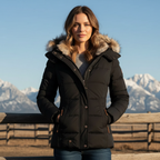 Women's Fur Hood Quilted Coat – Longline Removable Hood Winter Coat