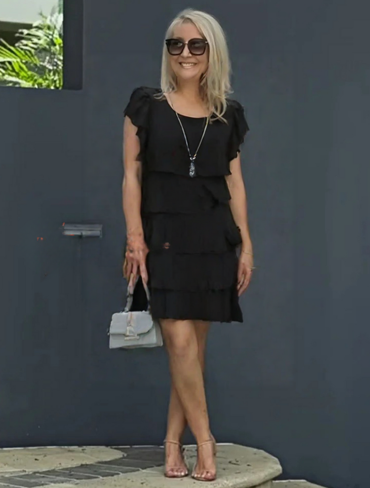 Women's Layered Midi Dress – Short Sleeve Dress