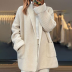 Women's V-Neck Button Knit Cardigan – Soft Long Sleeve Layering Cardigan