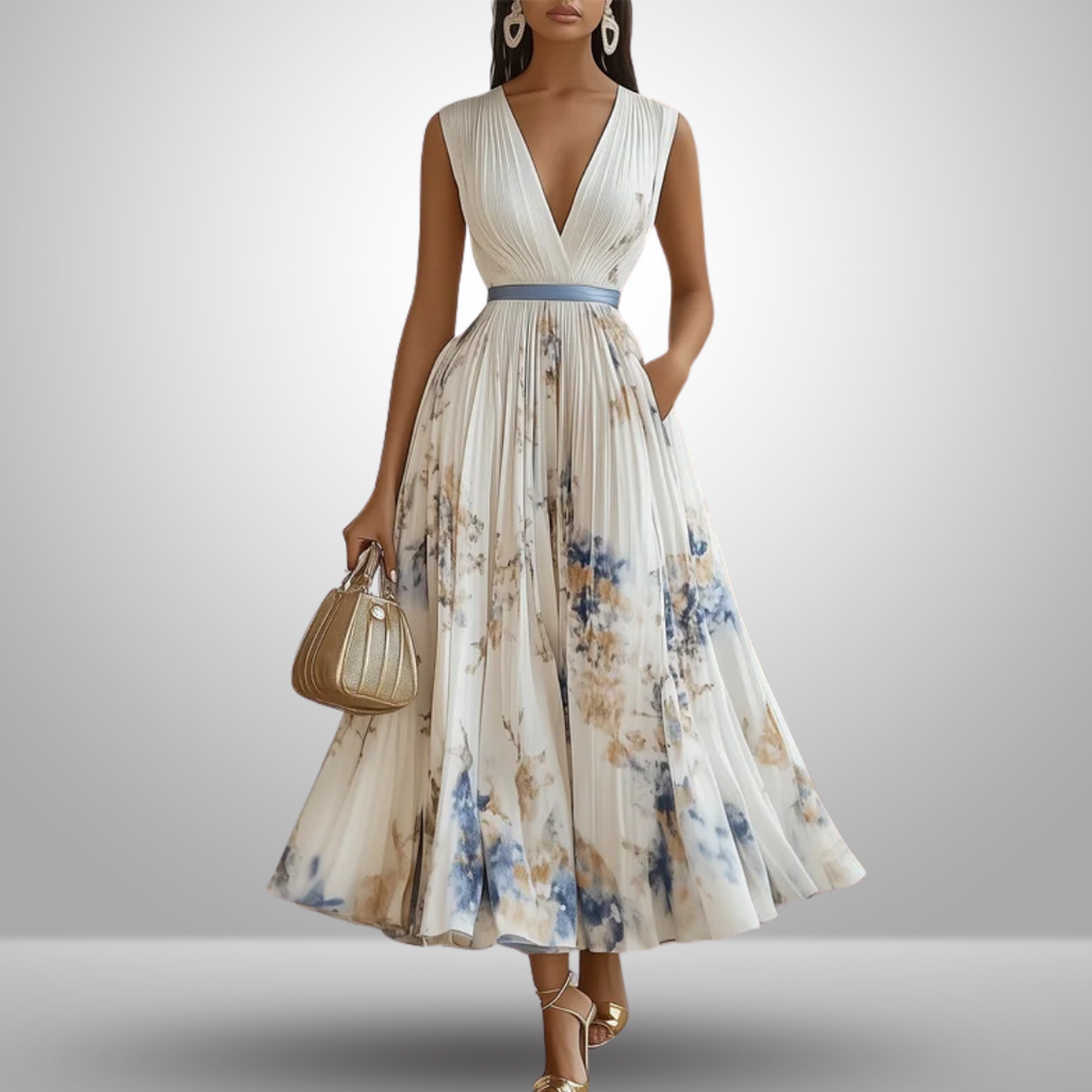 Women's Sleeveless Maxi Dress – Pleated Summer Dress