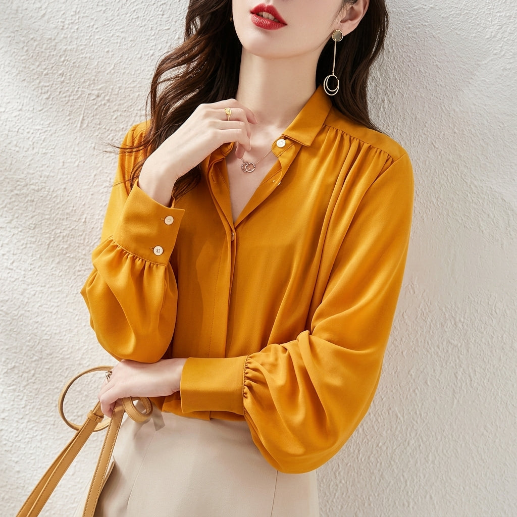 Women's Long Sleeve Casual Blouse – Relaxed Everyday Blouse