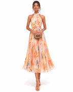 Women's Floral Backless Maxi Dress – Flowy Formal Occasion Dress