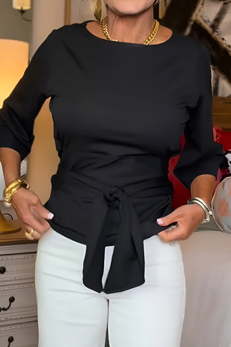 Women's Tie Waist Blouse – Adjustable Bow Front Fitted Top