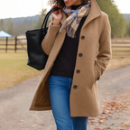 Women's Winter Coat – Button Front Long Coat – Helga