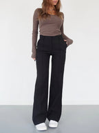 Women's Wrinkle Resistant Wide Leg Trousers – Lightweight Everyday Pants