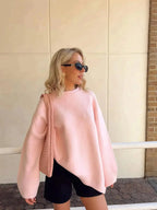 Women's Relaxed Crew Neck Sweater – Oversized Soft Knit Pullover