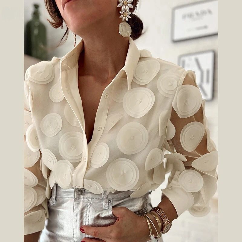 Women's Collar Blouse with Button Front and Relaxed Fit