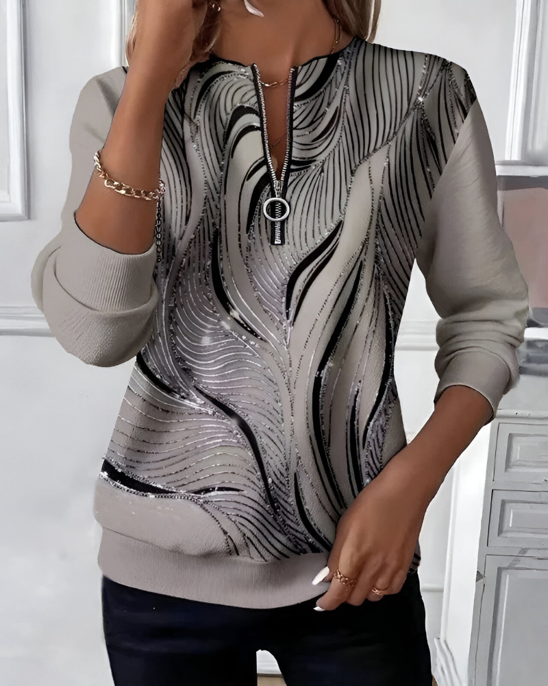 Women's Statement Pattern Sweater – Bold Print Relaxed Knit Pullover