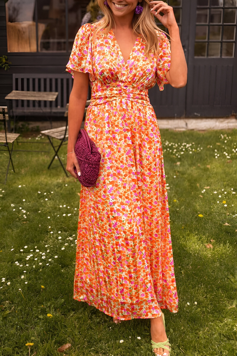 Women's Maxi Dress – V-Neck Occasion Dress – Ava