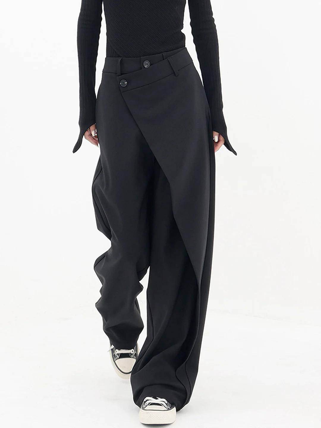 Women's Crisscross Wide Leg Trousers – Elastic Waist Relaxed Pants