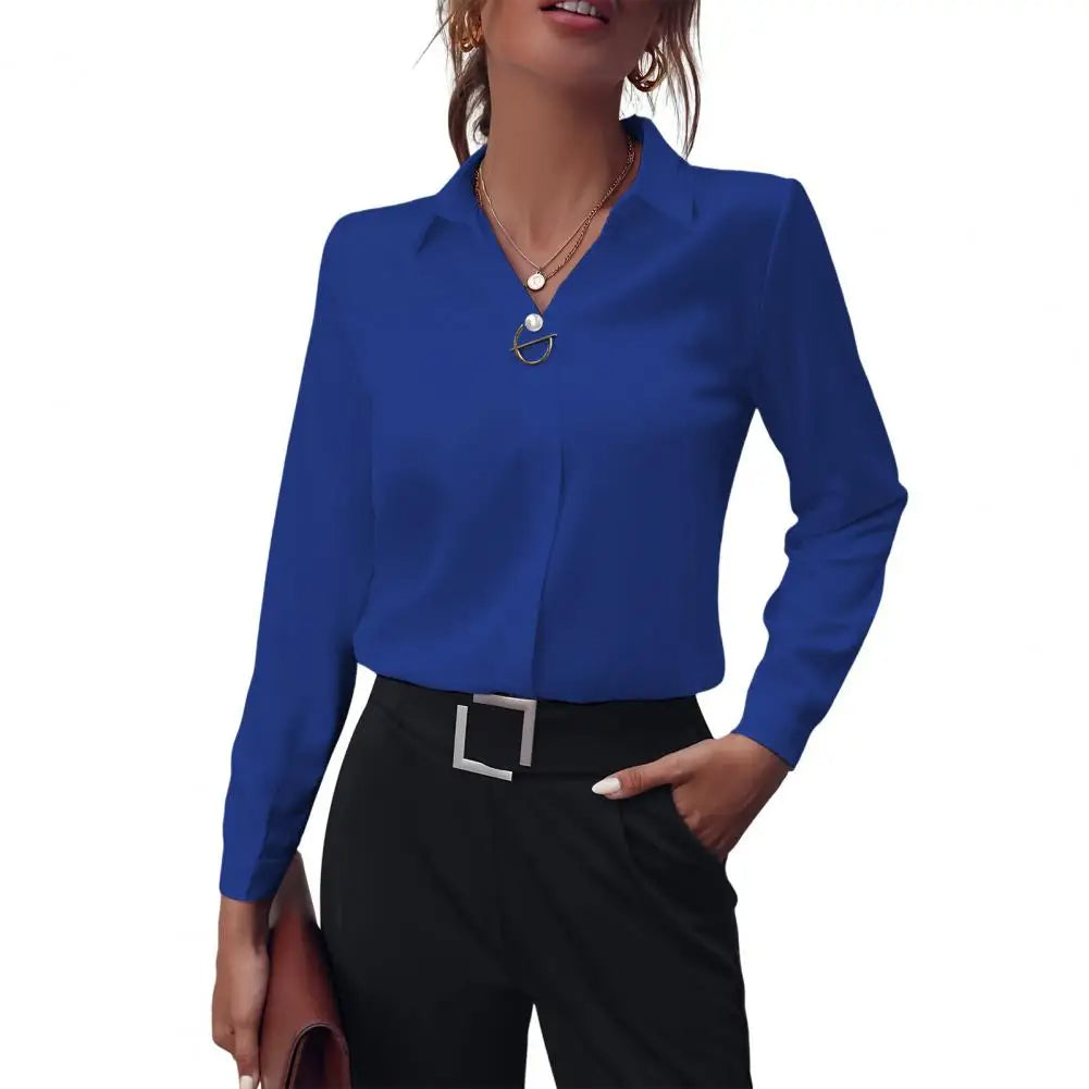 Women's Collared Blouse – Long Sleeve Office Blouse