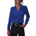 Women's Collared Blouse – Long Sleeve Office Blouse