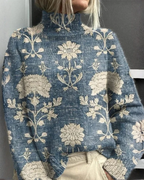 Women's Patterned Crew Neck Sweater – Graphic Long Sleeve Knit Pullover