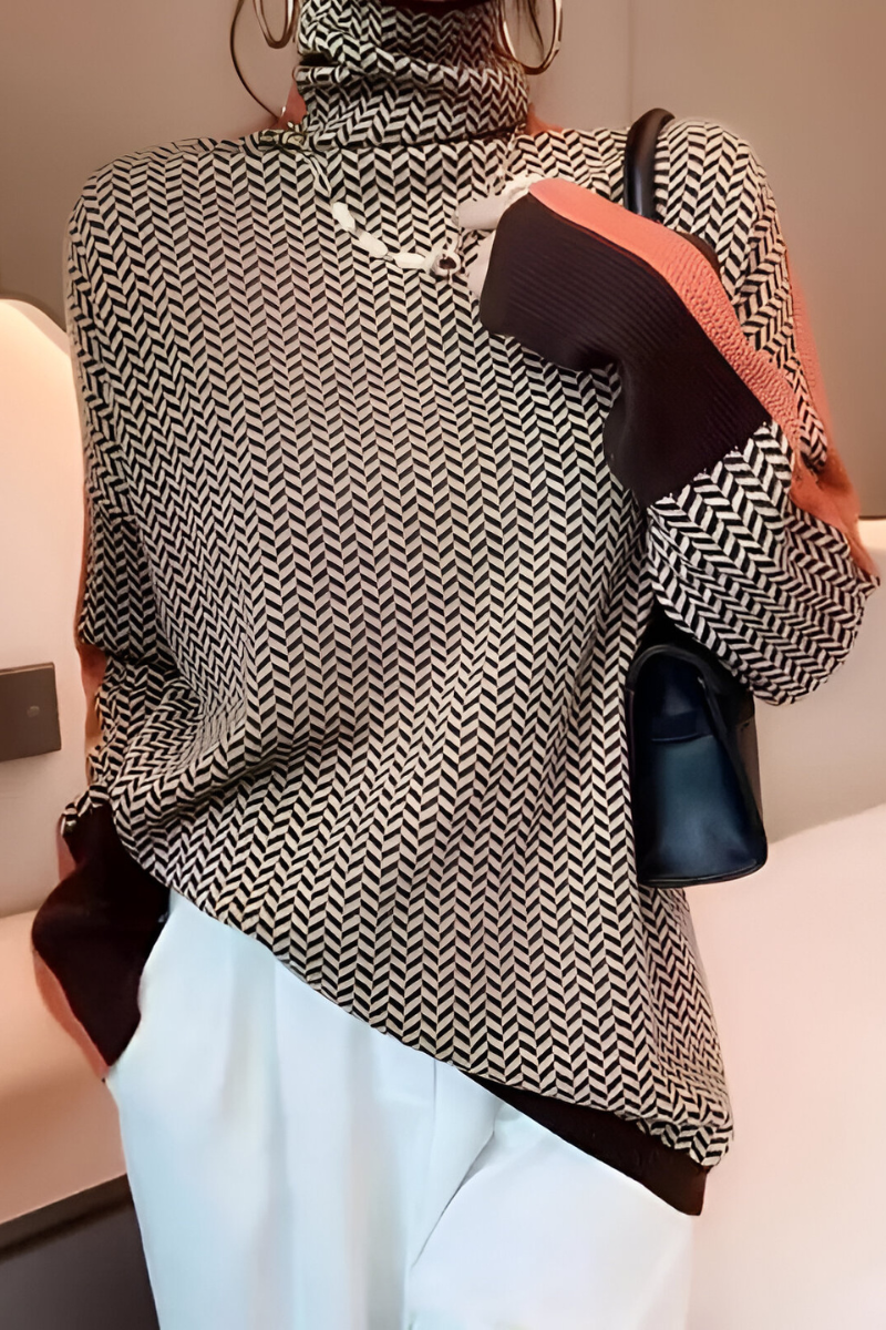 Women's Relaxed High Neck Sweater – Long Sleeve Knit Pullover