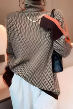 Women's Relaxed High Neck Sweater – Long Sleeve Knit Pullover