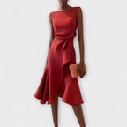 Women's Asymmetrical Midi Dress – Elegant Party Dress – Linda