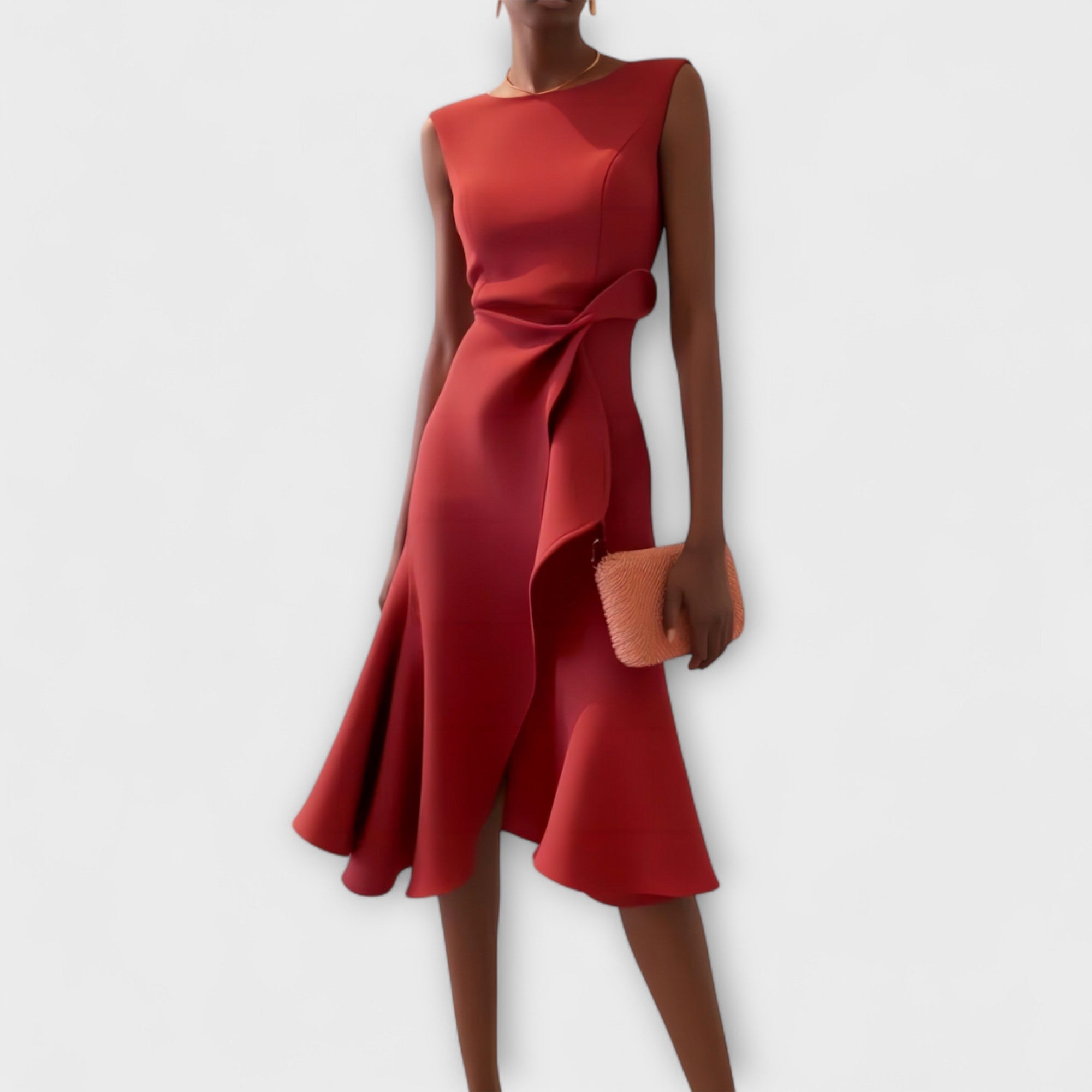 Women's Asymmetrical Midi Dress – Elegant Party Dress – Linda