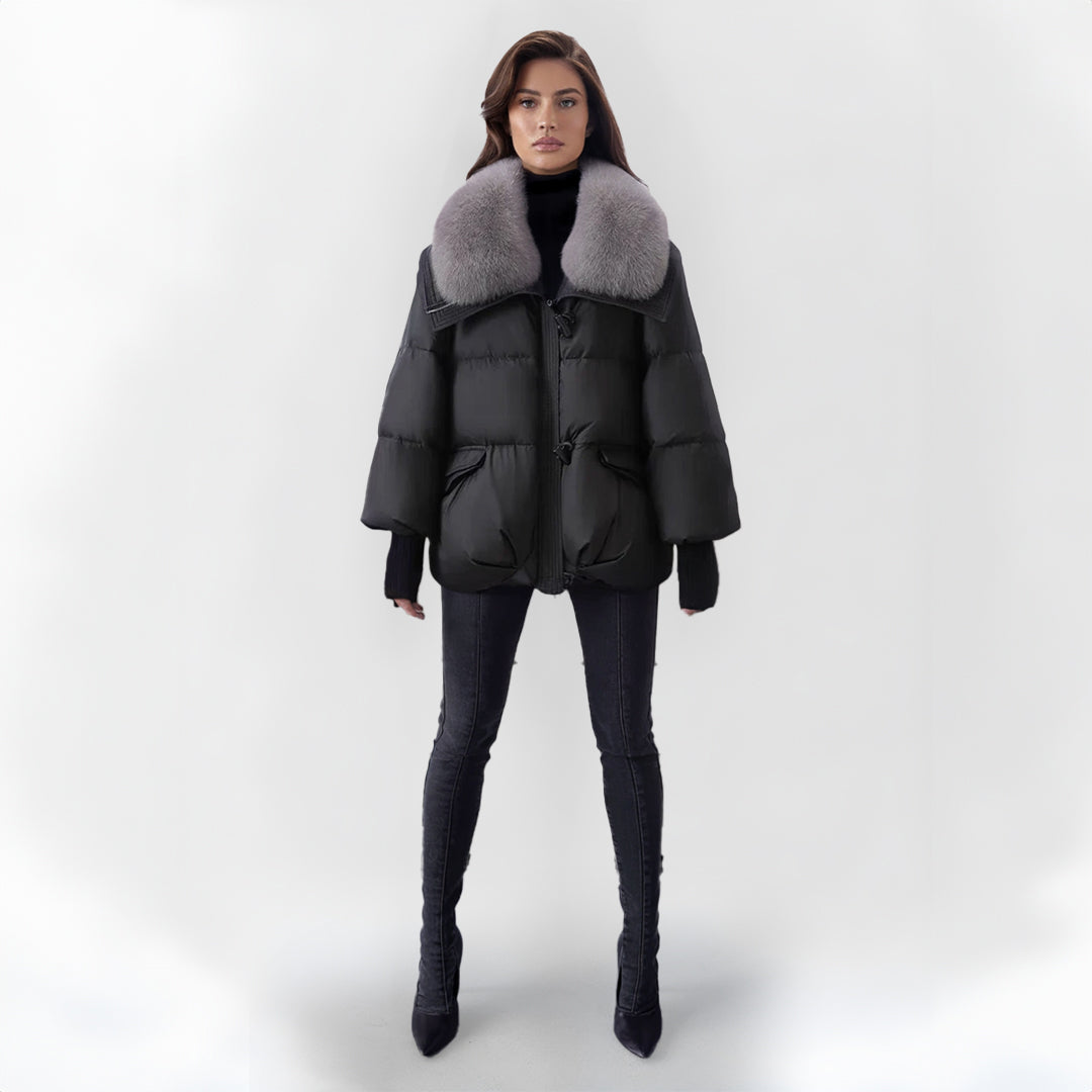 Women's Fur Collar Puffer Jacket – Longline Quilted Winter Jacket