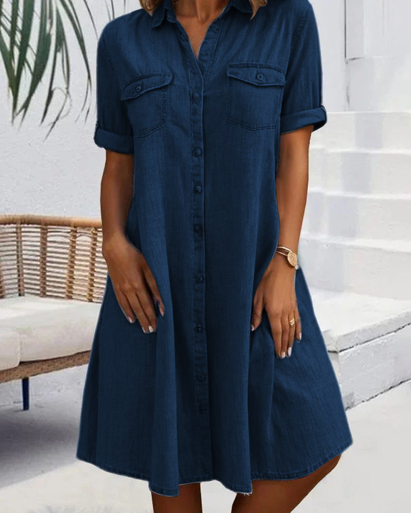 Women's Midi Dress – Denim Look Casual Dress – Peyton