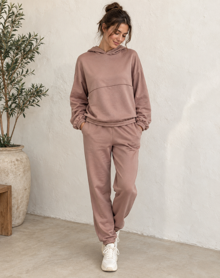 Women's Oversized Hoodie Tracksuit Set – High Waist Jogger Pants Set
