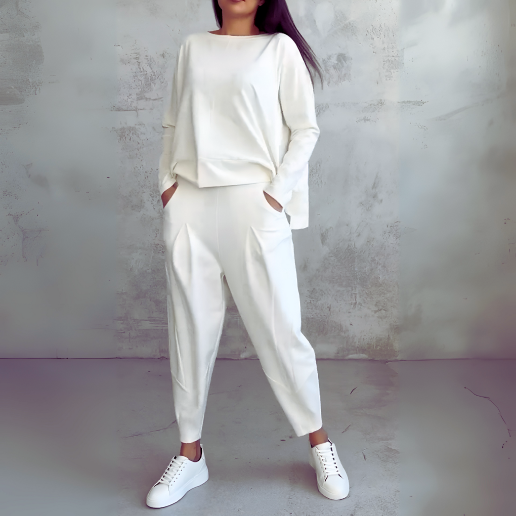 Women's Crew Neck Lounge Set – Long Sleeve Matching Pants Set