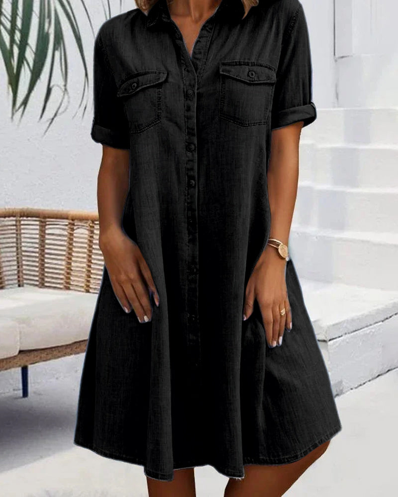 Women's Midi Dress – Denim Look Casual Dress – Peyton