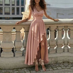 Women's Strapless Wedding Guest Maxi Dress – Draped Formal Evening Dress